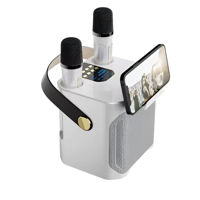 Altavoz de karaoke Bluetooth 5.3 con dos micrófonos y batería de 3000 mAh