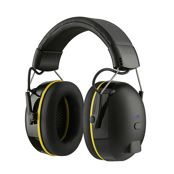 Orejeras de protección auditiva amarillas Bluetooth 5.4, NRR 28 dB, recargables
