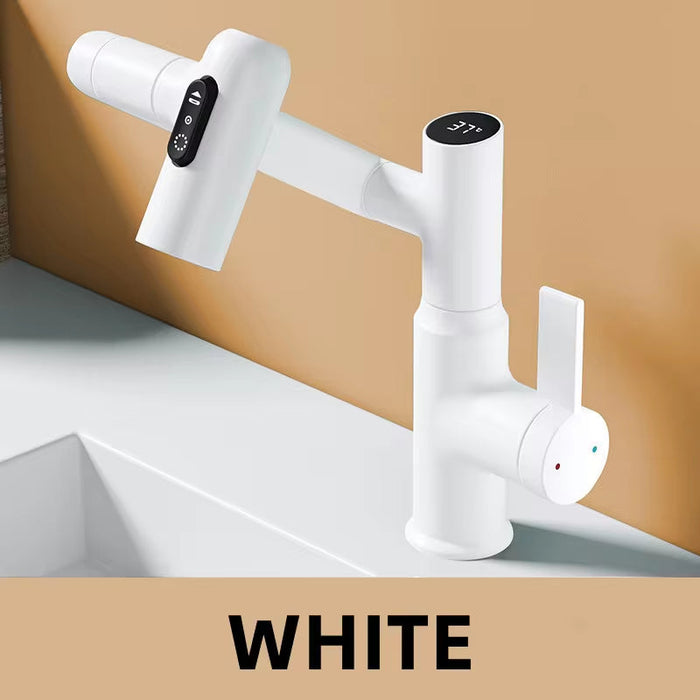 Grifo inteligente giratorio para lavabo con iluminación LED