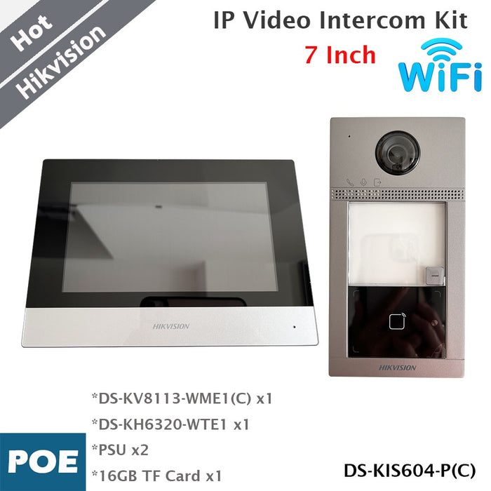 Kit de videoportero IP Wi-Fi Hikvision con pantalla a color de 7 pulgadas