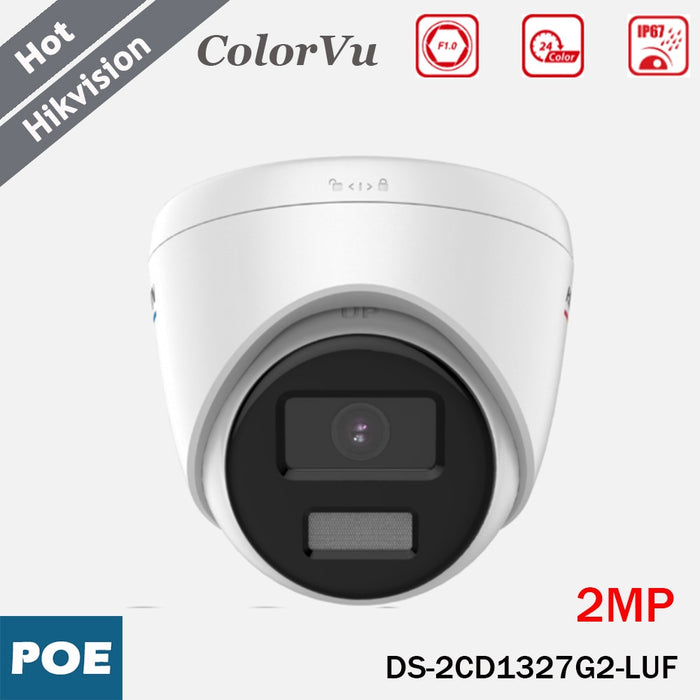 Cámara IP Hikvision ColorVu DS-2CD1327G2-LUF 2 MP, 2,8 mm, micrófono y PoE