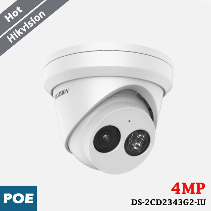Cámara IP Hikvision DS-2CD2343G2-IU AcuSense 4 MP, 2,8 mm, micrófono y PoE