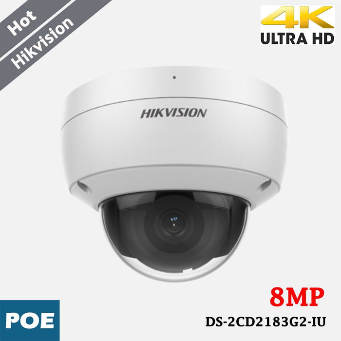Cámara IP domo Hikvision DS-2CD2183G2-IU 8 MP, 2,8 mm, micrófono y PoE