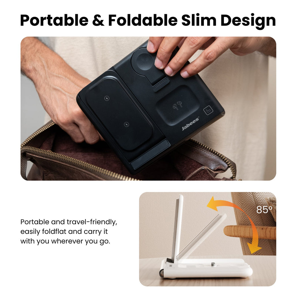 Cargador inalámbrico plegable 4 en 1 Jabees PowerGlow con luz LED