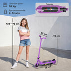 Trottinette électrique pour enfants 6-14 ans, vitesse maximale 10 km/h, lumières LED colorées, frein électrique, violet-2