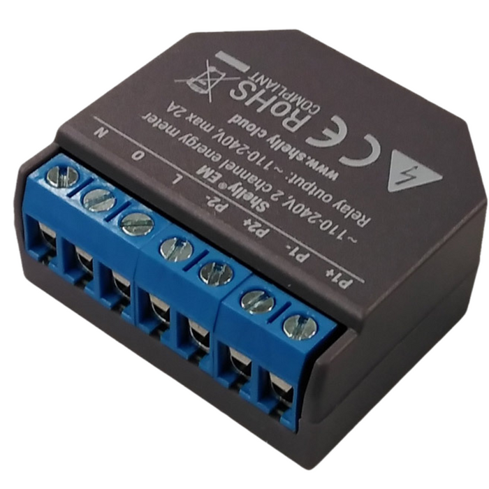 Shelly EM — Medidor de Energía Wi-Fi con Pinza de 50 A
