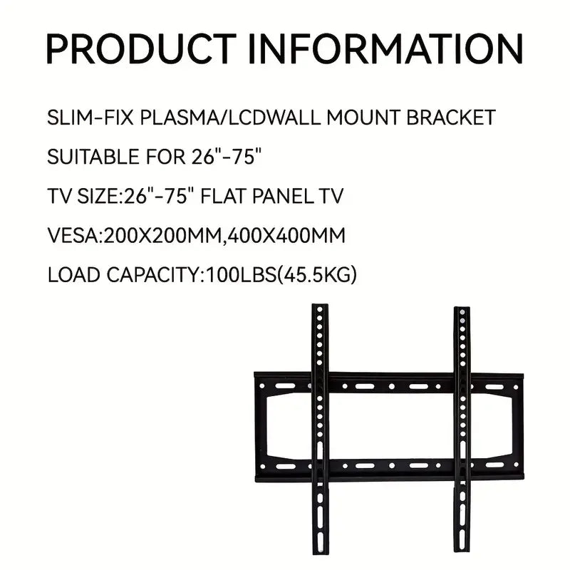 Ultra Slim-fix TV Wall Mount Bracket for 26"-75" LED LCD OLED TVs, Low Profile-2