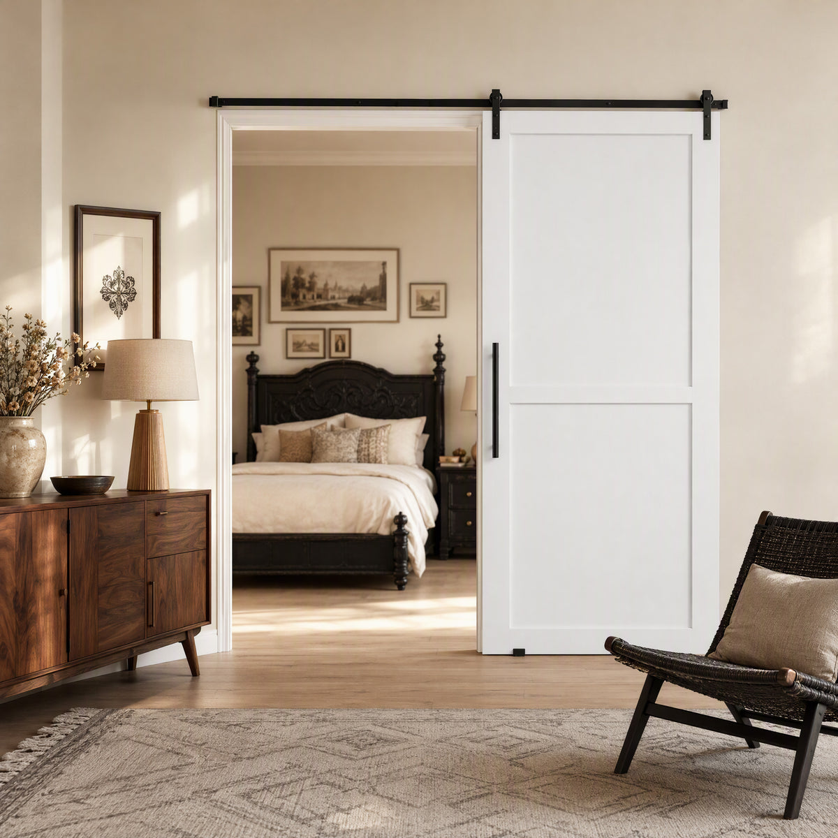 Rail de 200 cm pour porte de grange coulissante en acier au carbone