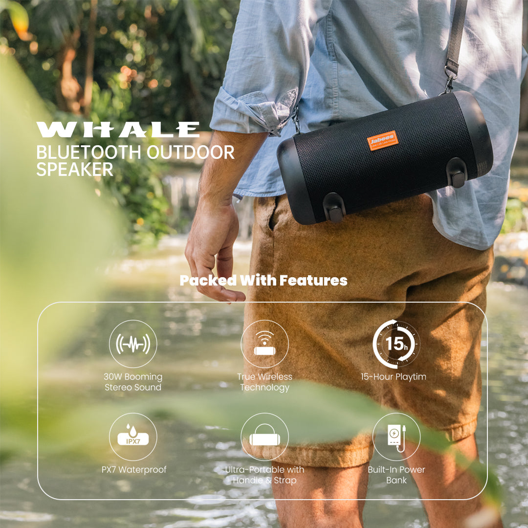 Altavoz Bluetooth de exterior Jabees WHALE con correa de hombro