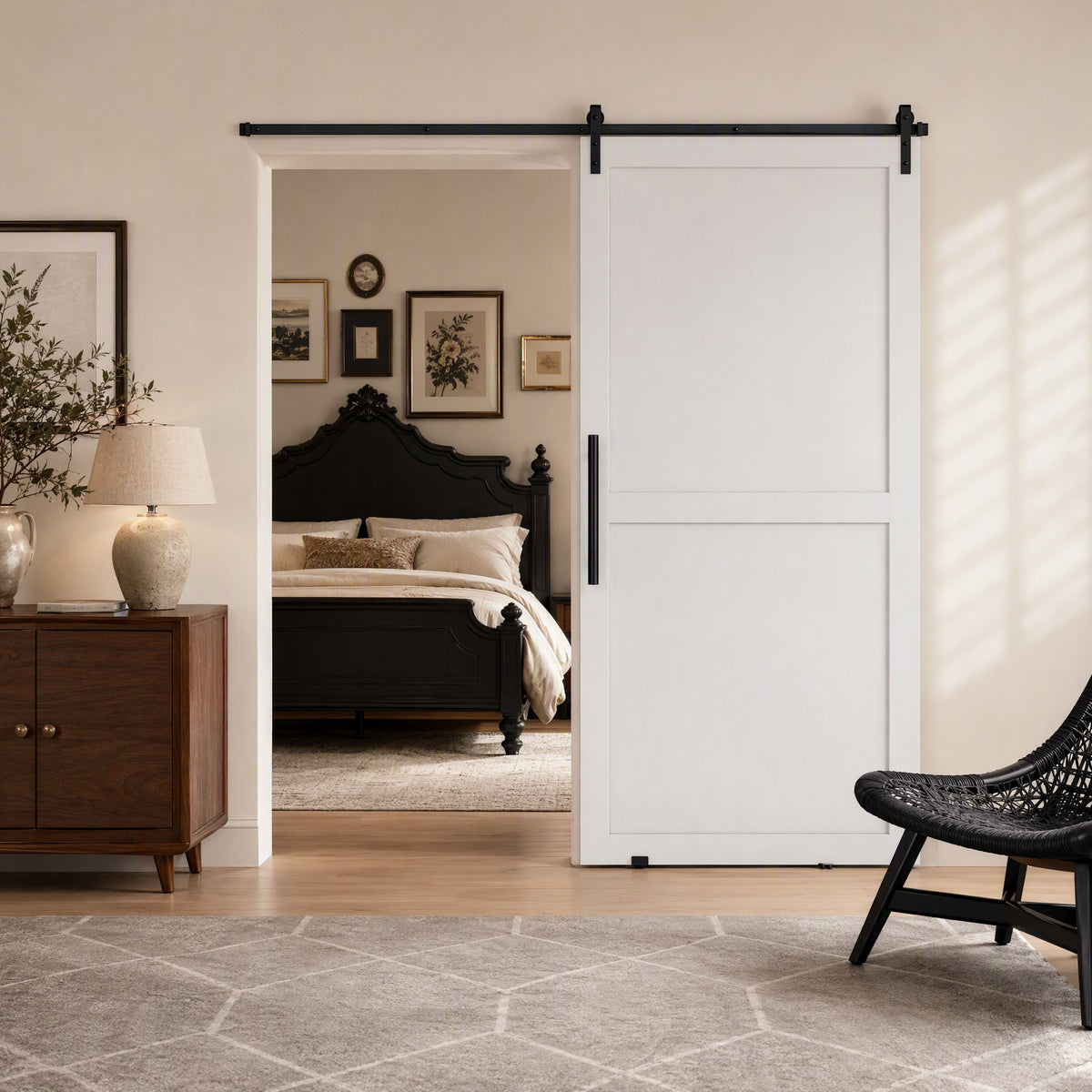 Rail de 200 cm pour porte de grange coulissante en acier au carbone