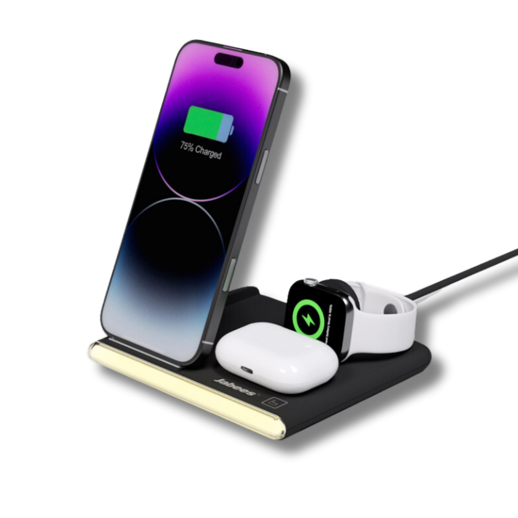Cargador inalámbrico plegable 4 en 1 Jabees PowerGlow con luz LED