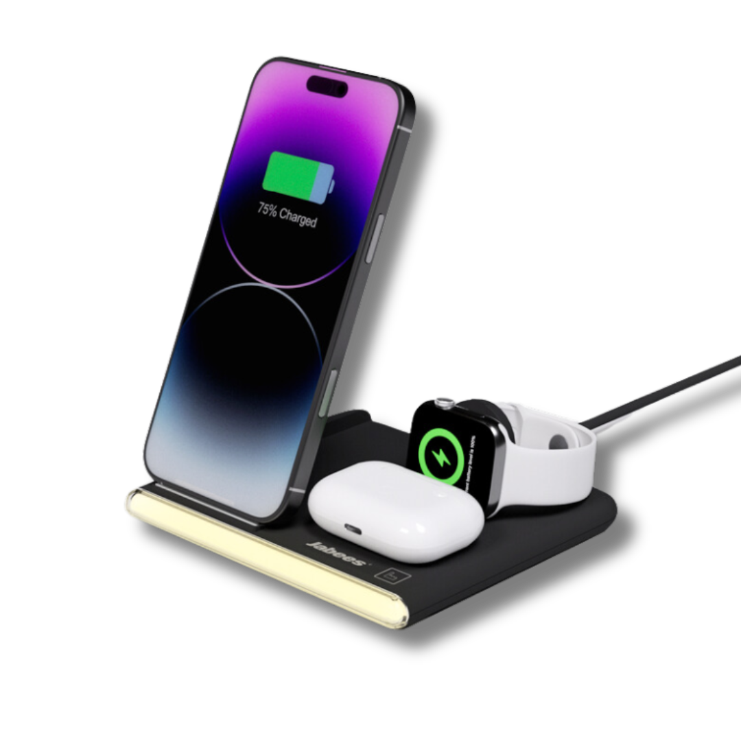 Cargador inalámbrico plegable 4 en 1 Jabees PowerGlow con luz LED