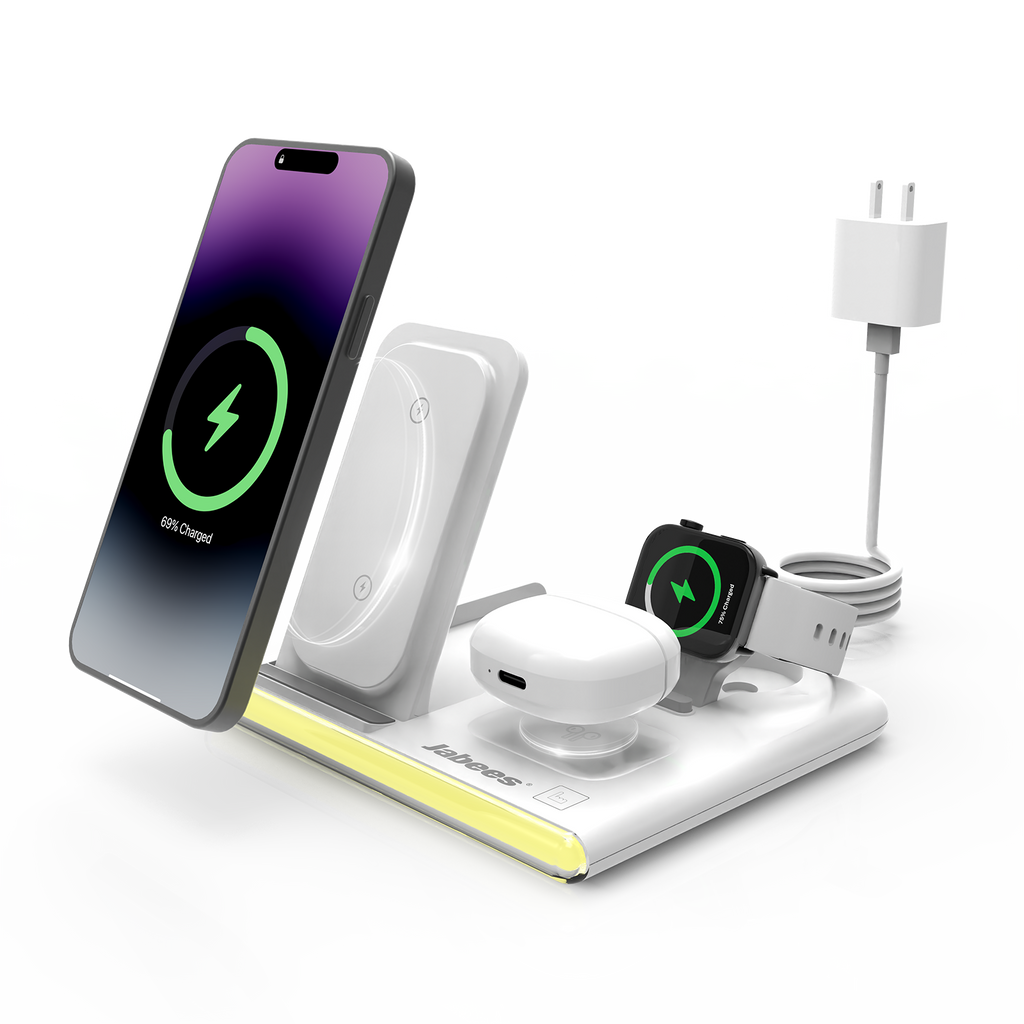 Cargador inalámbrico plegable 4 en 1 Jabees PowerGlow con luz LED