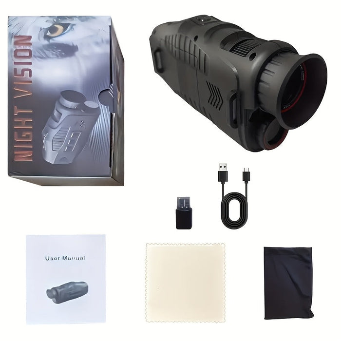 Monoculaire numérique 10× avec lampe LED 3 W et batterie USB 2 000 mAh