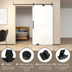 Rail de 200 cm pour porte de grange coulissante en acier au carbone