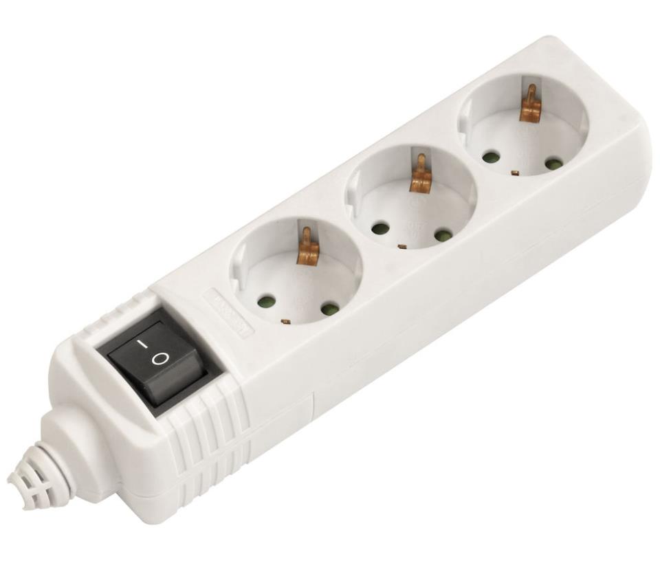 BASE 3 TOMAS c/ interruptor SIN CABLE