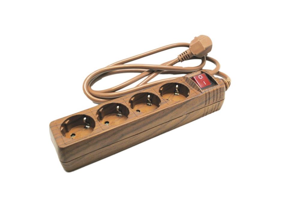BASE 4 TOMAS TT + INT. + CABLE 1.5m " MADERA "