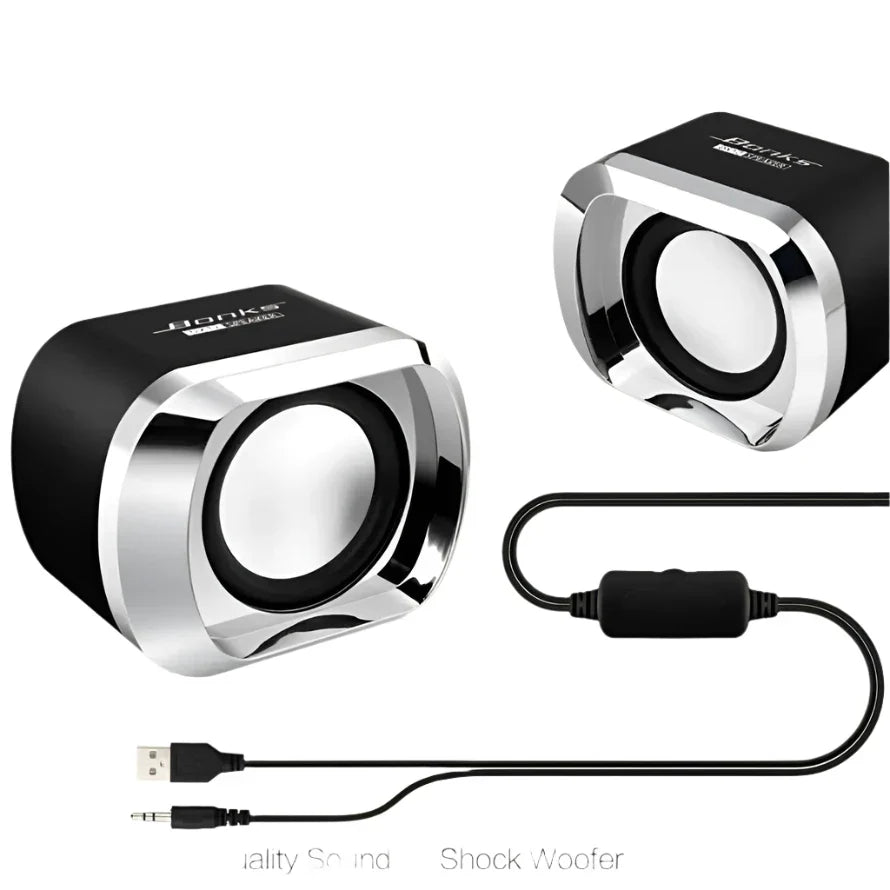 Portable Bass Computer Speakers with Subwoofer (Black)-1