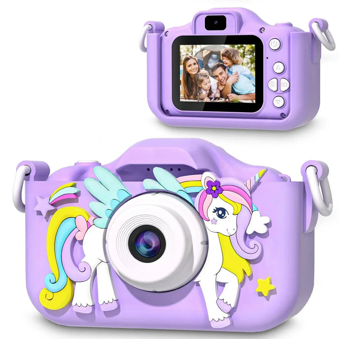 Cámara digital infantil NNEOBA con diseño de unicornio, vídeo 1080p y pantalla de 2 pulgadas