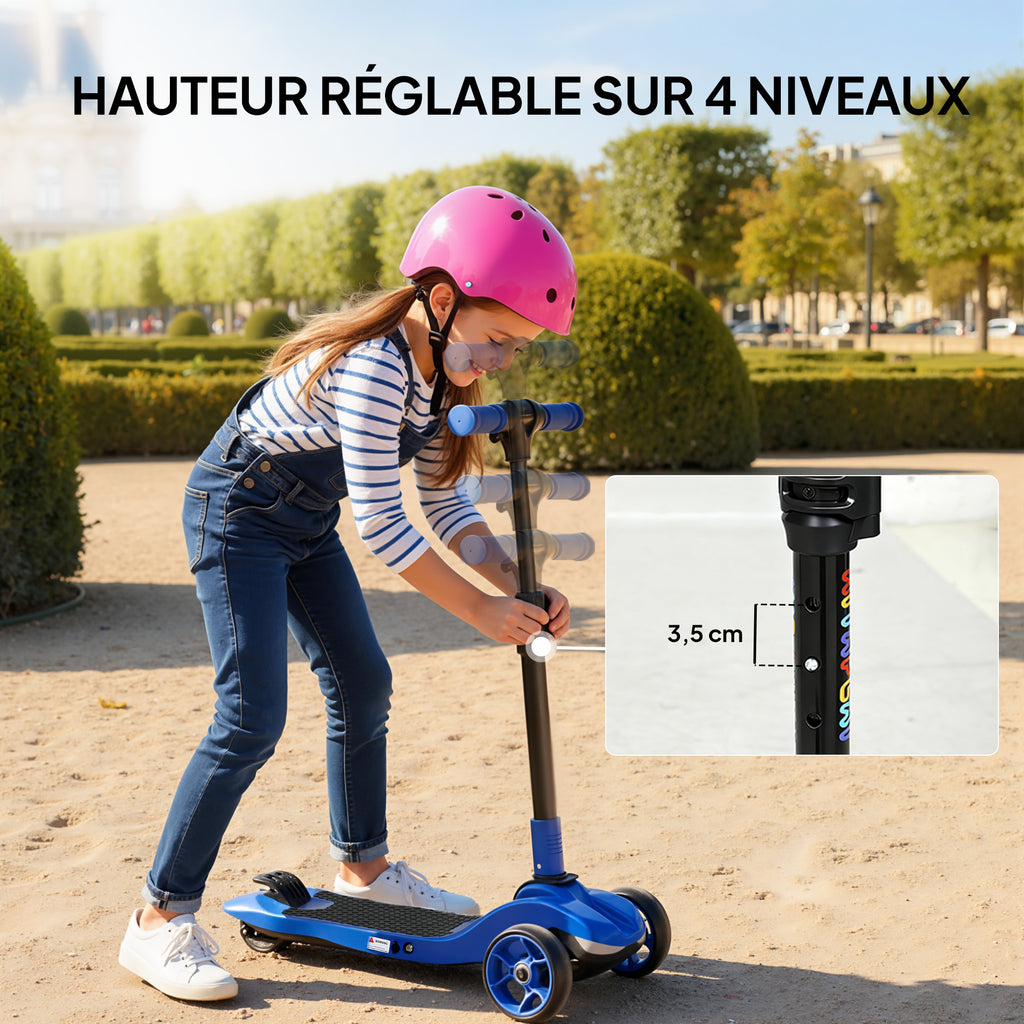 Trottinette électrique pour enfant 6 à 10 ans, pliable 3 roues démarrage zéro, vitesse maximale 8 km/h 64x29x83cm bleu-5