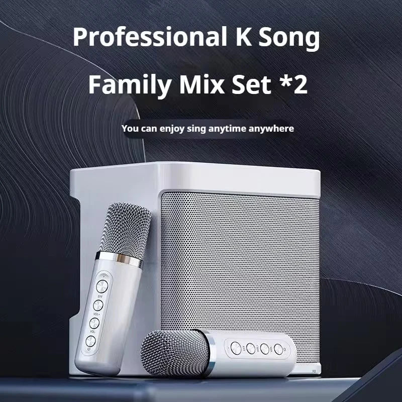 Portable Dual Microphone Karaoke Speaker System (White)-1