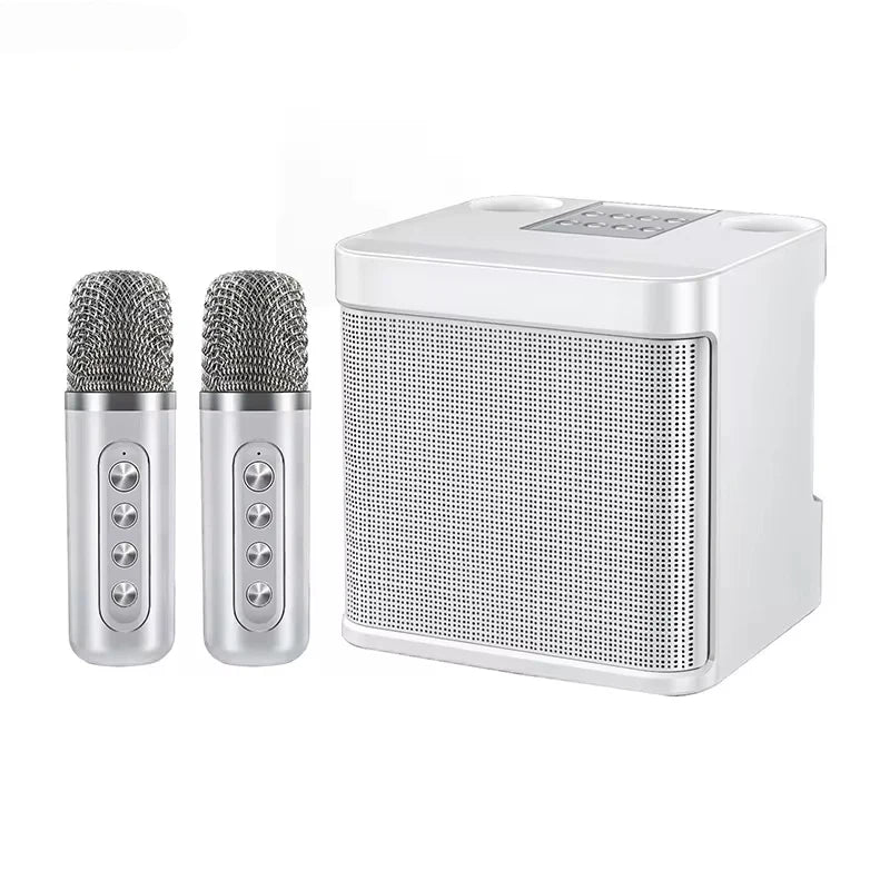 Portable Dual Microphone Karaoke Speaker System (White)-0