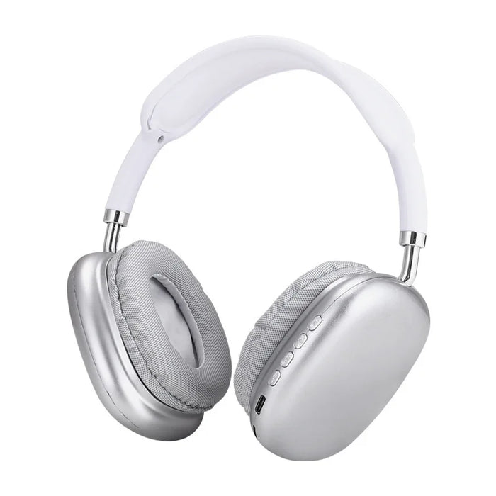 Auriculares Bluetooth inalámbricos de diadema blancos con micrófono