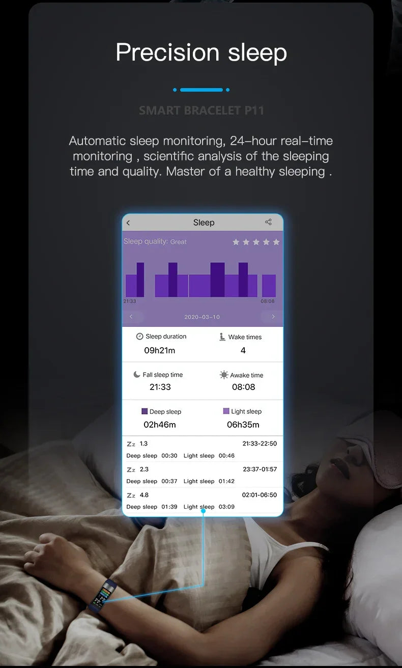 Smart Wristband Fitness Tracke Blue-4