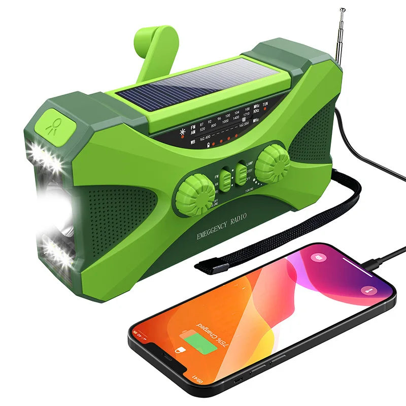 Solar Hand Crank Emergency Radio Green-4
