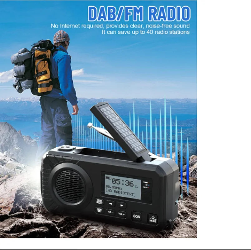DAB+ Solar Hand Crank Emergency Radio Black-3