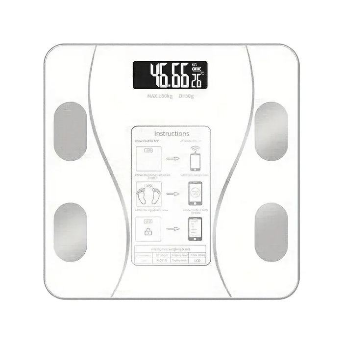 Báscula inteligente Bluetooth de grasa corporal, blanca