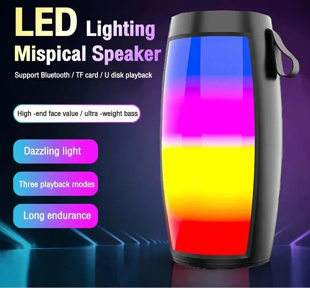 LED Lights Speaker with Powerful Bass Black-1