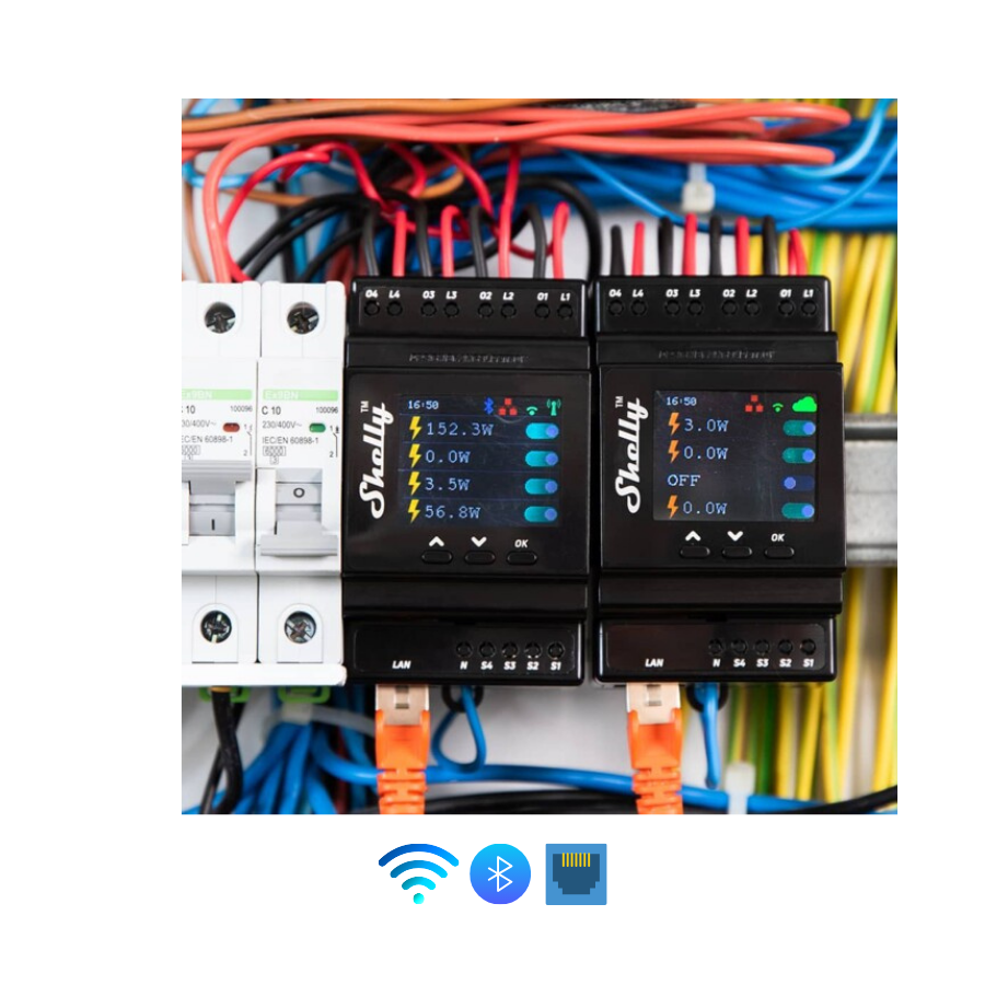 Shelly Pro 4PM v2 — Relé DIN 4 Canales con Medidor de Energía