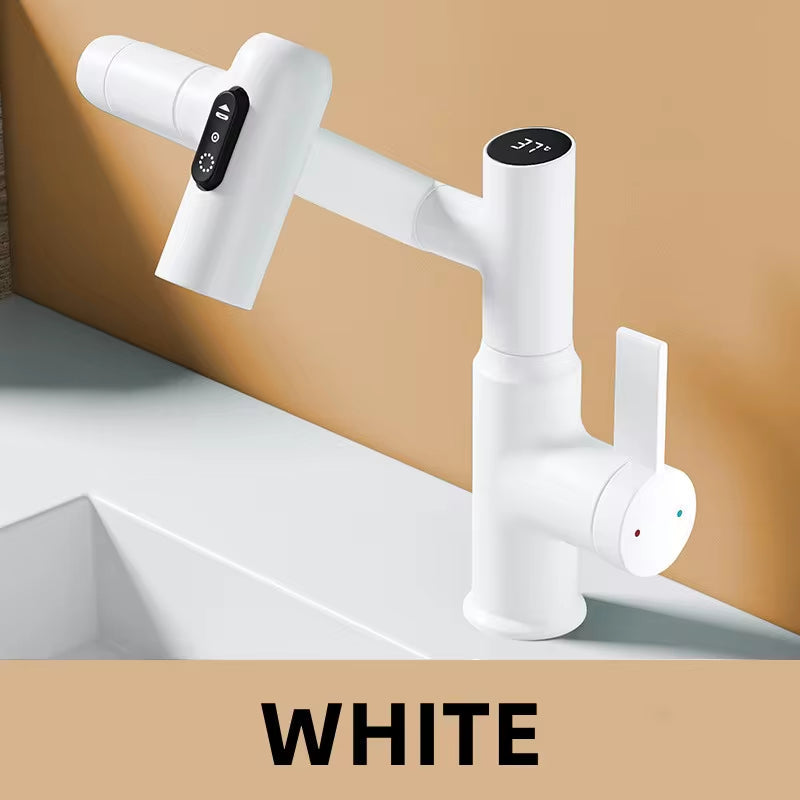 Robinet de lavabo intelligent rotatif avec éclairage LED