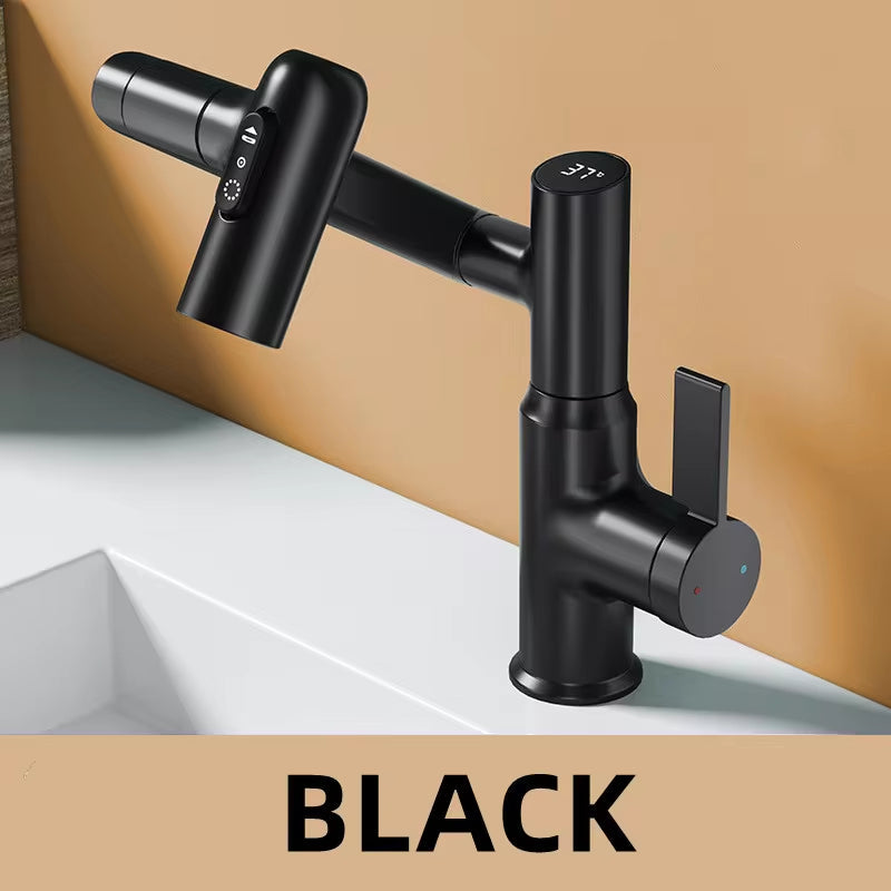 Robinet de lavabo intelligent rotatif avec éclairage LED