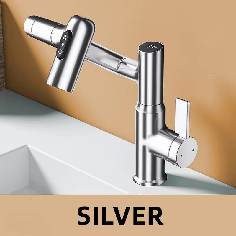Robinet de lavabo intelligent rotatif avec éclairage LED