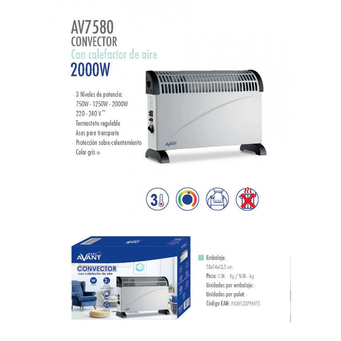CONVECTOR CON CALEFACTOR DE AIRE 2.000W 2000w