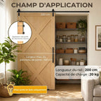 Rail de 200 cm pour porte de grange coulissante en acier au carbone
