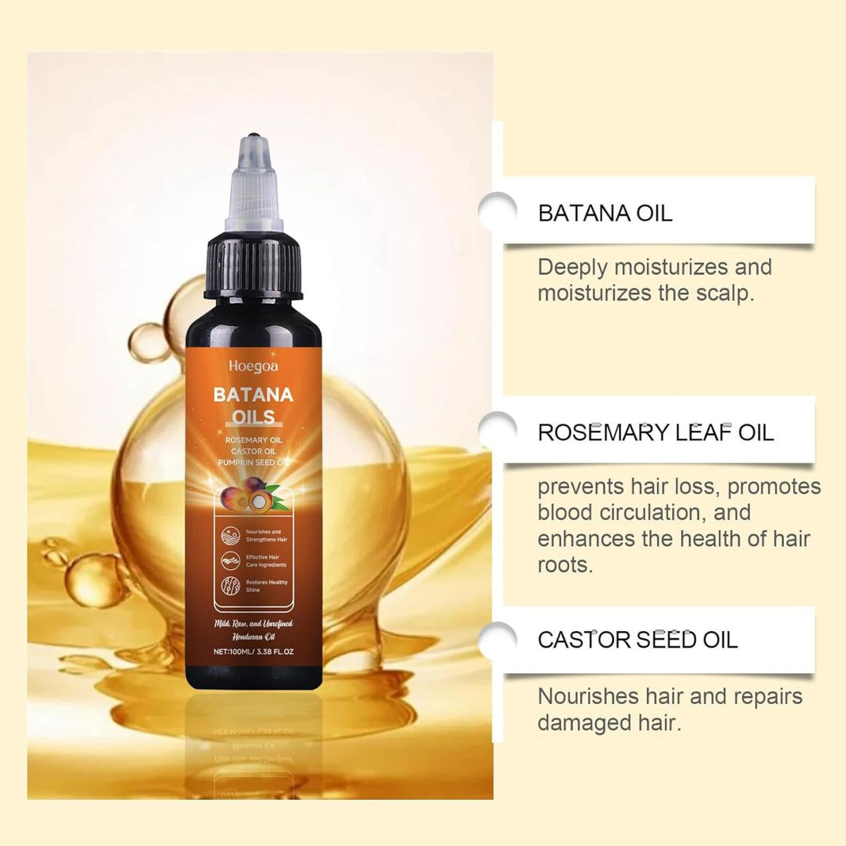 Batana Boost Hair Oil – Aceite Natural para Crecimiento, Hidratación y Brillo del Cabello Dañado