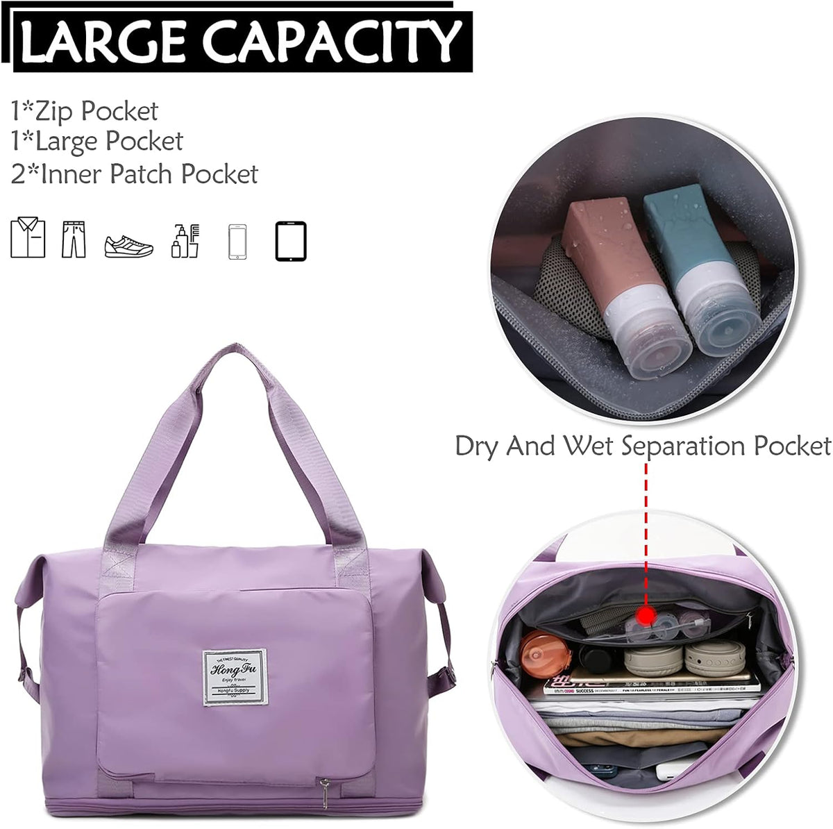 Bolso Viaje Plegable Lila