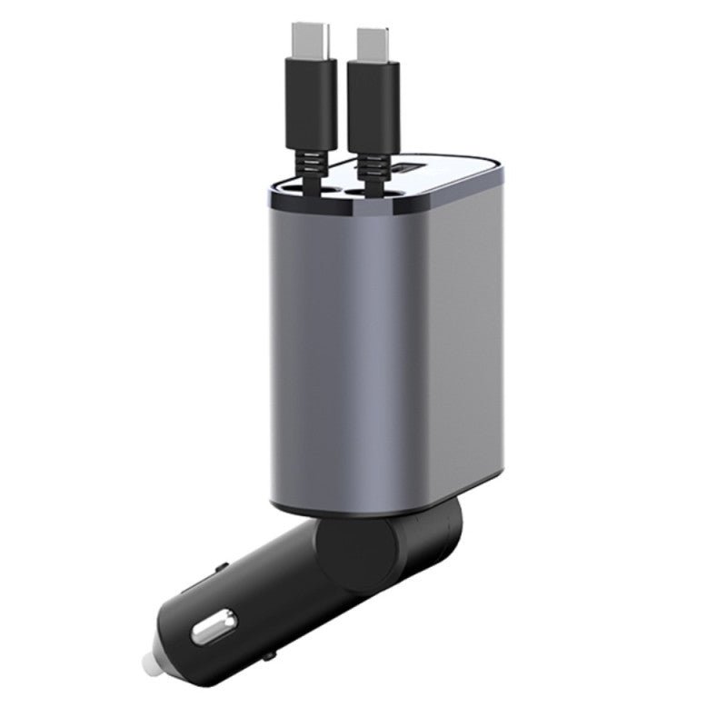 Cargador de Coche Rápido 120W 4 en 1 con Cables Retráctiles