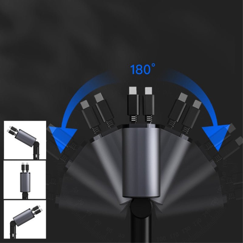 Cargador de Coche Rápido 120W 4 en 1 con Cables Retráctiles