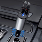 Cargador de Coche Rápido 120W 4 en 1 con Cables Retráctiles