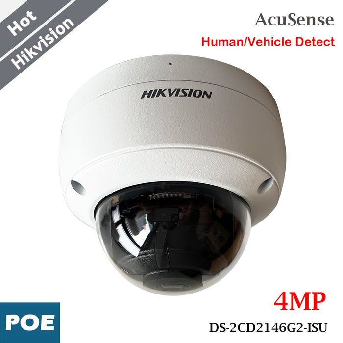 Cámara IP domo Hikvision DS-2CD2146G2-ISU AcuSense 4 MP, 2,8 mm, PoE