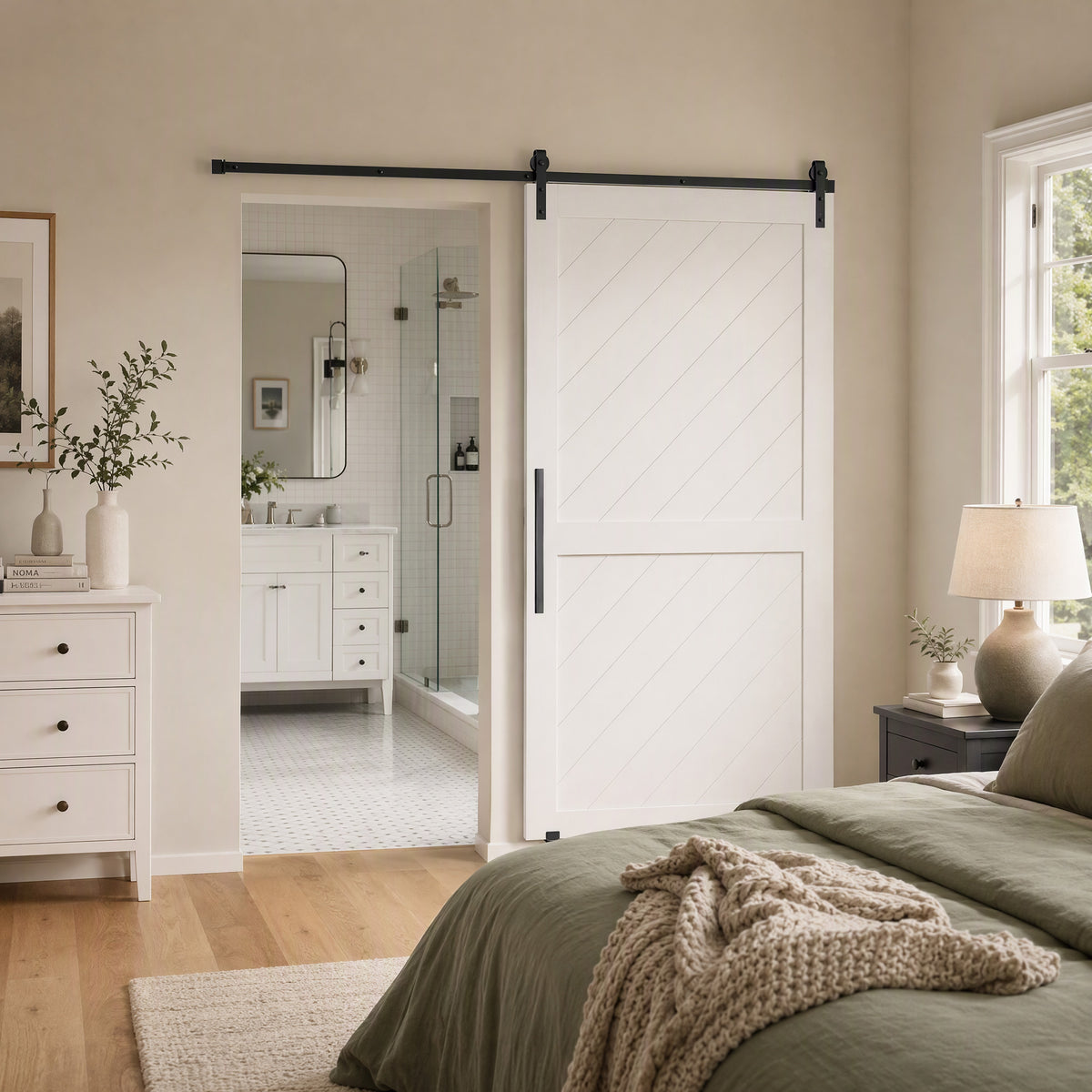 Rail de 200 cm pour porte de grange coulissante en acier au carbone