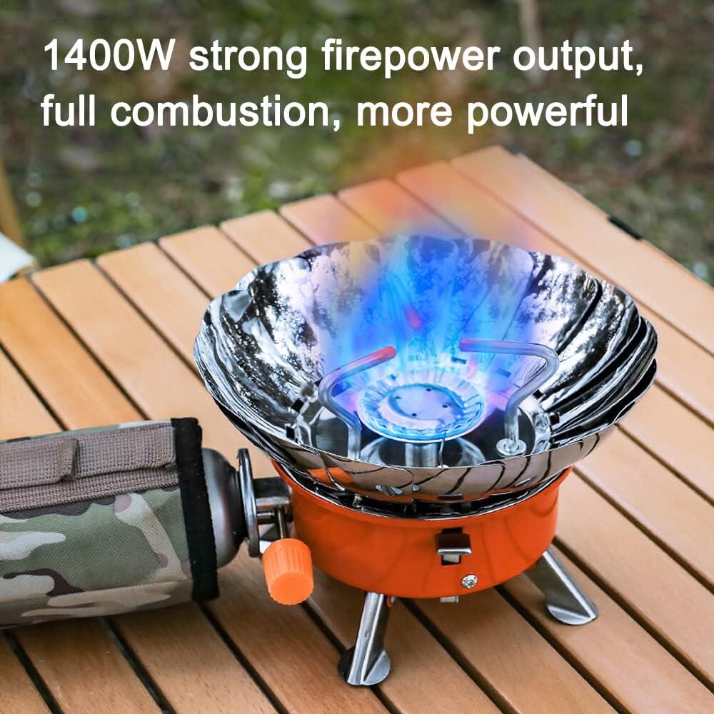 Hornillo de Gas Portátil Plegable 1400W para Camping y Senderismo