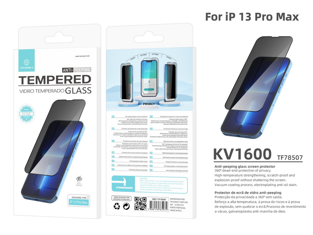 Techancy KV1600 privacy screen protector for iPhone 13 Pro Max