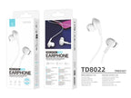 Techancy Auricular Com Fios Branco TD8022 , Microfone Integrado, 3,5 Mm, Compatível Com Smartphones E Tablets-4