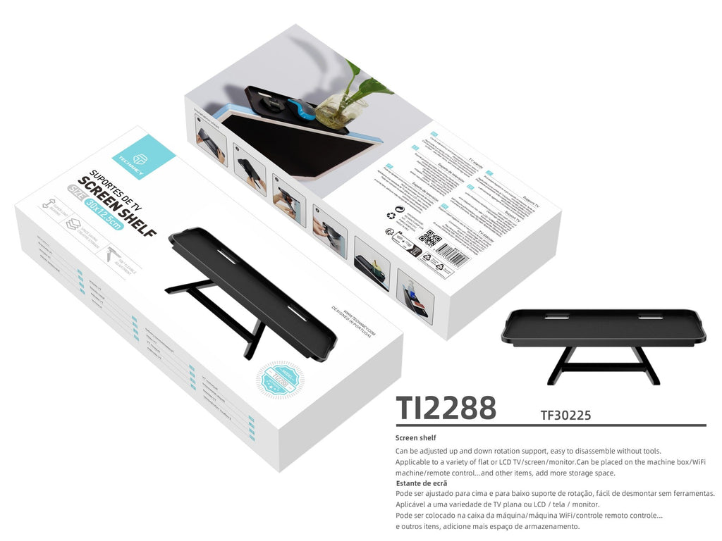 Suporte para monitor Techancy, bandeja para montagem de PC e TV, TI2288, preto-4