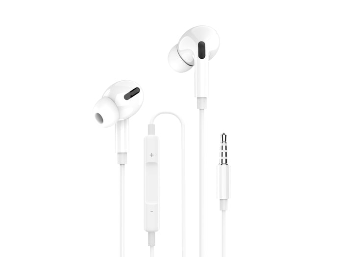 Auriculares Techancy TD8036 intrauditivos de cable 3,5 mm y micrófono, blancos